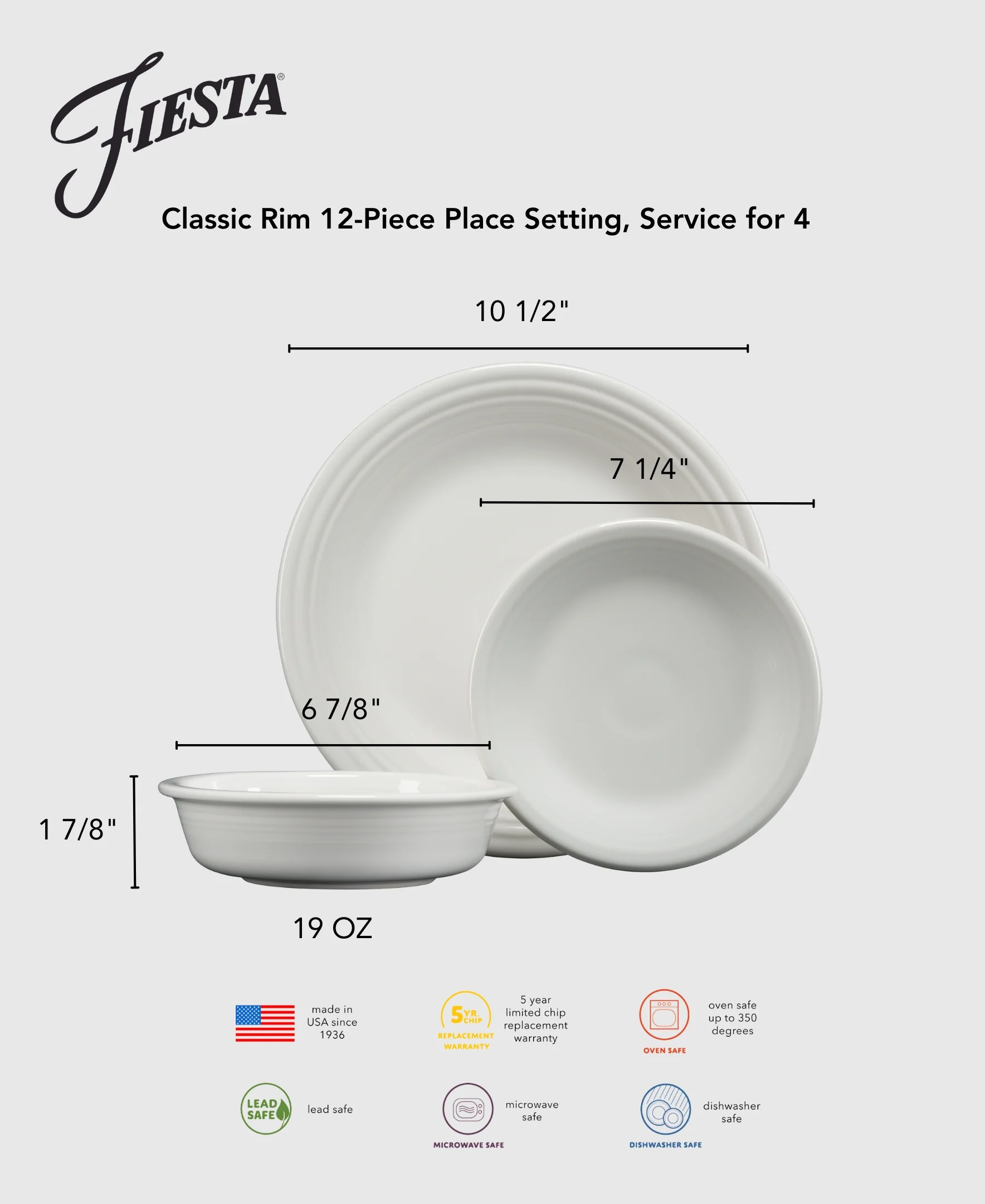 Mixed Aegean Classic Rim 12-Piece Dinnerware Set, Service for 4 - Image 3