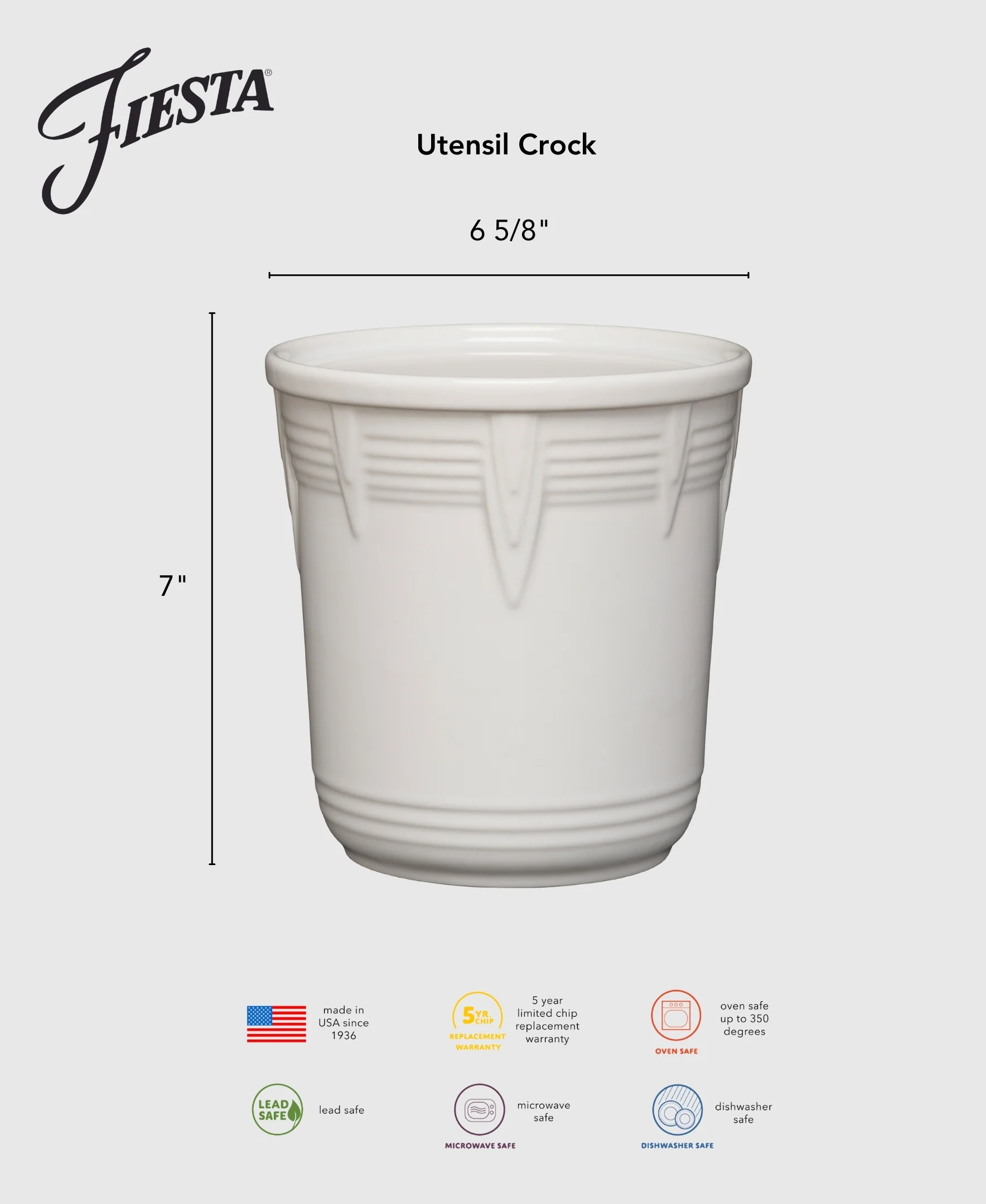 New Retired Fiesta 7 Inch Chevron Utensil Crock - Image 11