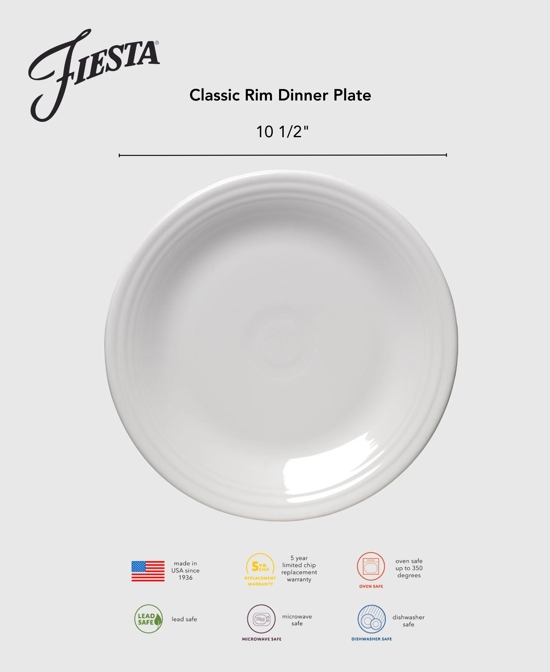 Classic Rim 10 1/2 Inch Dinner Plate - Image 3