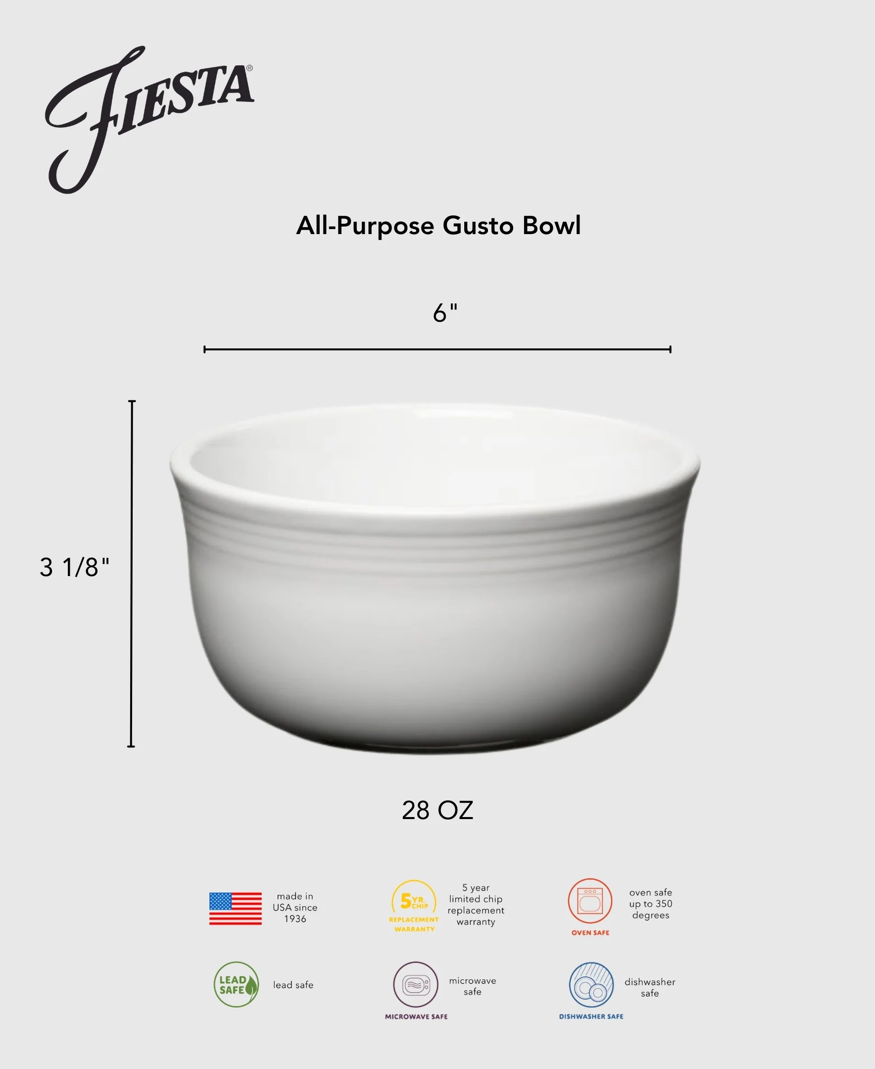 All-Purpose 6 Inch Gusto Bowl 28 OZ - Image 3