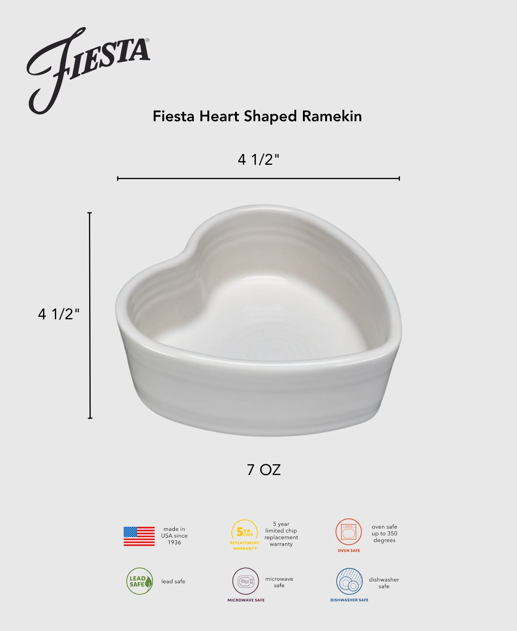 Fiesta 7 OZ Heart Shaped Ramekin 4 1/2 Inch - Image 8